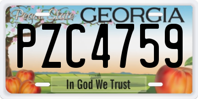 GA license plate PZC4759