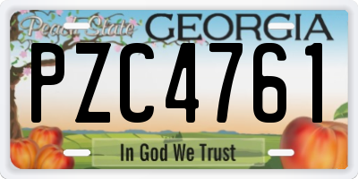 GA license plate PZC4761