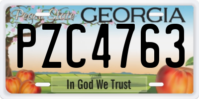 GA license plate PZC4763