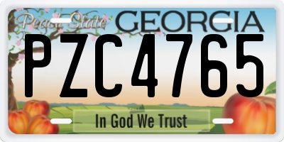 GA license plate PZC4765