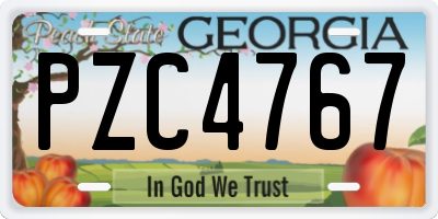 GA license plate PZC4767