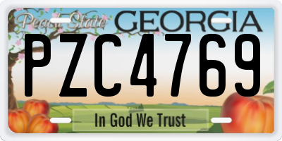 GA license plate PZC4769