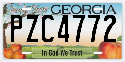 GA license plate PZC4772