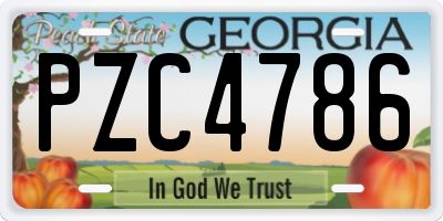GA license plate PZC4786