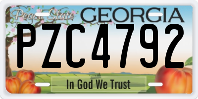 GA license plate PZC4792