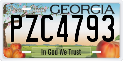 GA license plate PZC4793
