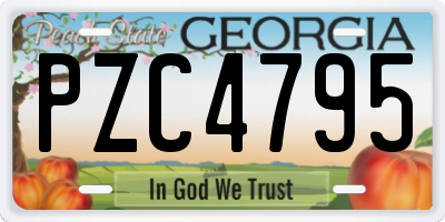 GA license plate PZC4795