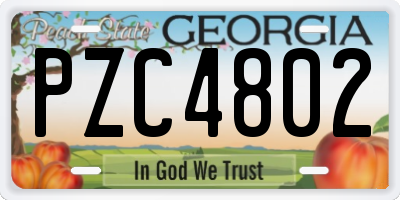 GA license plate PZC4802