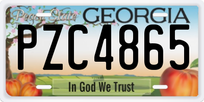 GA license plate PZC4865