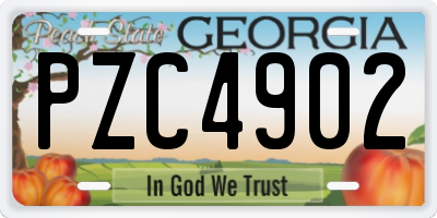 GA license plate PZC4902