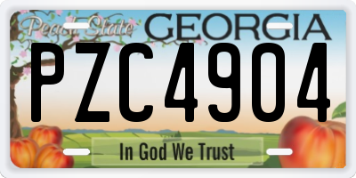 GA license plate PZC4904