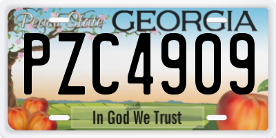 GA license plate PZC4909
