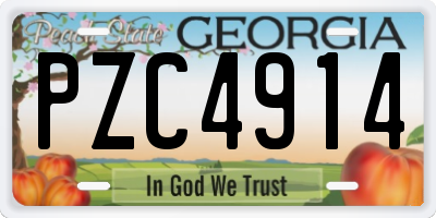 GA license plate PZC4914