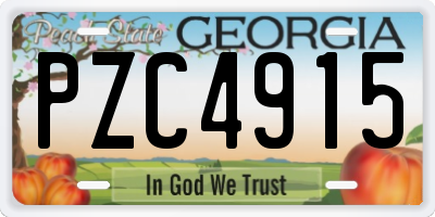 GA license plate PZC4915