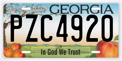 GA license plate PZC4920