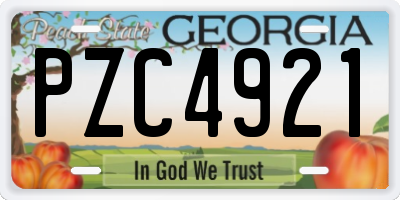 GA license plate PZC4921