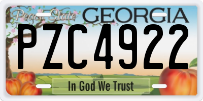 GA license plate PZC4922