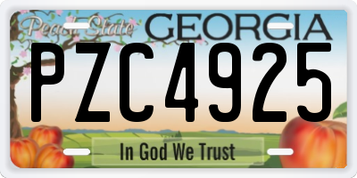 GA license plate PZC4925