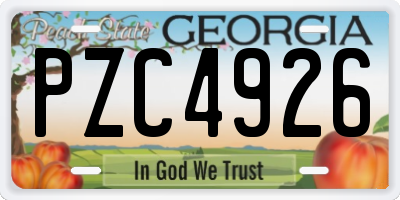 GA license plate PZC4926