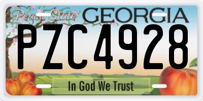 GA license plate PZC4928