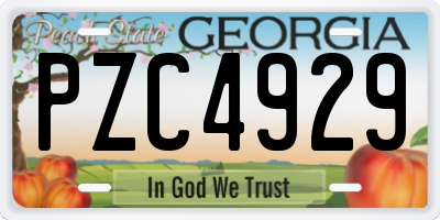 GA license plate PZC4929