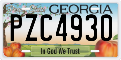 GA license plate PZC4930