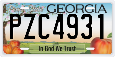 GA license plate PZC4931
