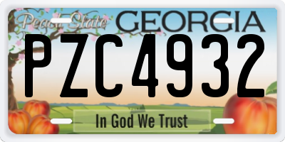 GA license plate PZC4932