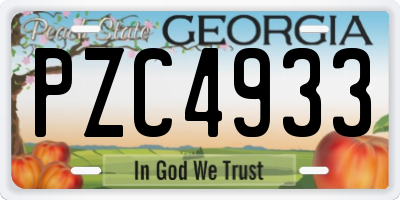 GA license plate PZC4933