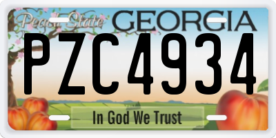 GA license plate PZC4934
