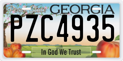 GA license plate PZC4935