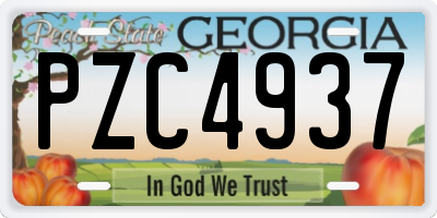 GA license plate PZC4937