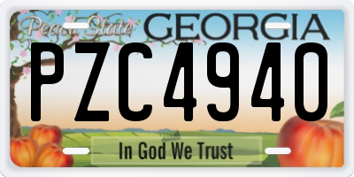 GA license plate PZC4940
