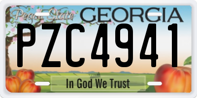 GA license plate PZC4941