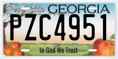 GA license plate PZC4951
