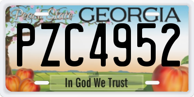 GA license plate PZC4952