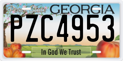 GA license plate PZC4953