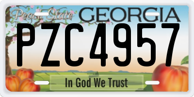 GA license plate PZC4957