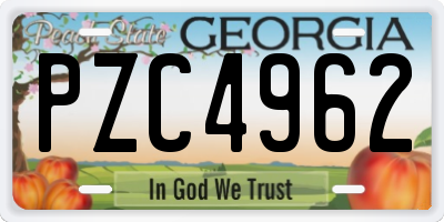 GA license plate PZC4962