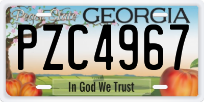 GA license plate PZC4967