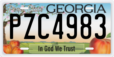 GA license plate PZC4983