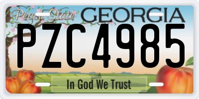 GA license plate PZC4985