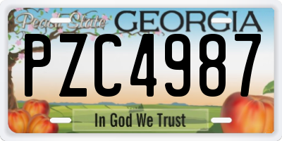 GA license plate PZC4987