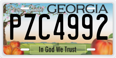 GA license plate PZC4992