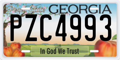 GA license plate PZC4993