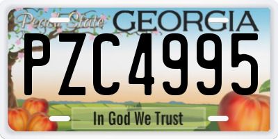 GA license plate PZC4995