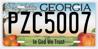 GA license plate PZC5007