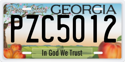 GA license plate PZC5012