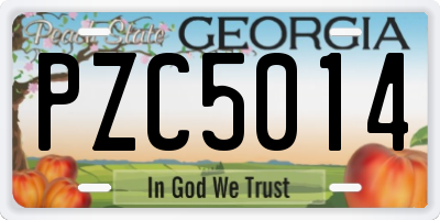 GA license plate PZC5014