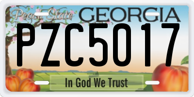 GA license plate PZC5017